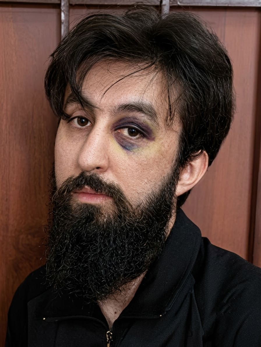Kemal Tambiev with visible injuries after his detention